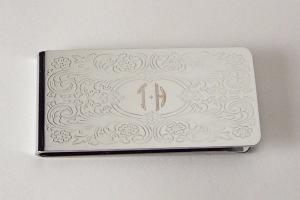Engraved Money Clip Custom Engraved Personalized Money Clip with Scroll Design -Hand Engraved