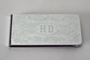 Engraved Money Clip Custom Engraved Personalized Money Clip with Scroll Design -Hand Engraved