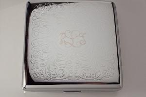 Cigarette Case Custom Engraved Personalized Double Sided King Size Scroll Design -Hand Engraved