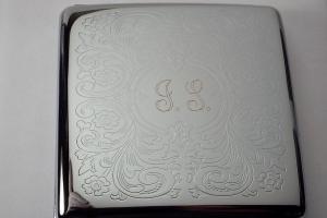 Cigarette Case Custom Engraved Personalized Double Sided King Size Scroll Design -Hand Engraved