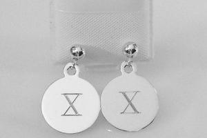 Monogram Earrings Engraved Sterling Silver 1/2 Inch Round Disc Post Personalized Earrings - Hand Engraved