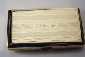 Custom Engraved Golden Cigarette Case Double Sided Linear Design 120s Personalized Cigarette Holder -Hand Engraved