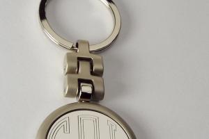 Personalized Custom Engraved Round Key Chain Silver Matte and High Polish - Hand Engraved