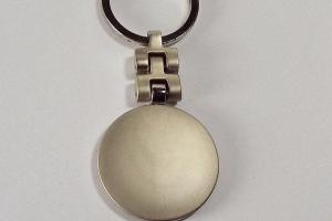 Personalized Custom Engraved Round Key Chain Silver Matte and High Polish - Hand Engraved