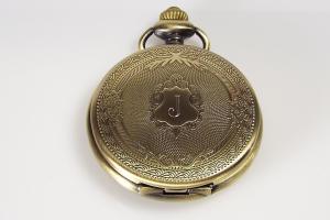 Engraved Pocket Watch Fancy Crest Cover Personalized Bronze Color Vintage Look Quartz Battery Operated - Hand Engraved