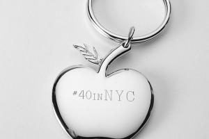 Custom Engraved Personalized Key Chain High Polish Chrome Apple Teacher Gift - Hand Engraved
