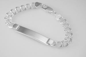 Custom Engraved ID Bracelet Sterling Silver 7.25 Inch Length Double Curb Link- Hand Engraved