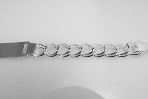 Custom Engraved ID Bracelet Sterling Silver 7.25 Inch Length Double Curb Link- Hand Engraved