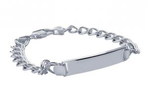 Custom Engraved ID Bracelet Sterling Silver 7.25 Inch Length Double Curb Link- Hand Engraved