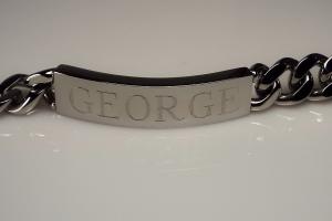 Personalized ID Bracelet Custom Engraved 8.5 Inch Solid Stainless Steel Designer ID Bracelet - Hand Engraved