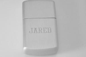 Personalized Portable Pocket Ashtray Custom Engraved Satin Silver Finish -Hand Engraved