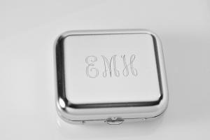 Custom Engraved Personalized High Polish Silver Portable Pocket Ashtray -Hand Engraved