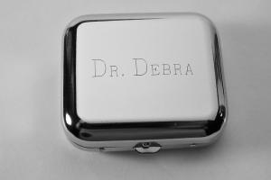 Custom Engraved Personalized High Polish Silver Portable Pocket Ashtray -Hand Engraved