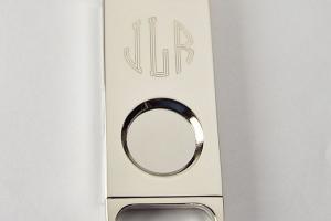 Cigar Cutter Custom Engraved Personalized Silver Plated Cigar Cutter - Hand Engraved