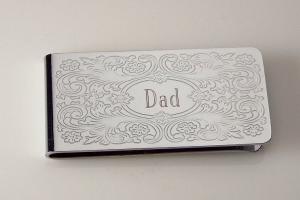 Engraved Money Clip Custom Engraved Personalized Money Clip with Scroll Design  -Hand Engraved