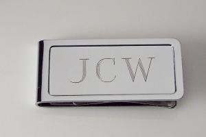 Custom Engraved Money Clip Personalized Chrome Plated - Hand Engraved