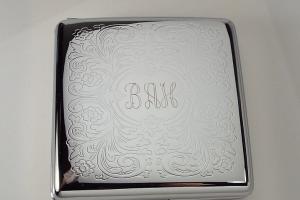 Cigarette Case Custom Engraved Personalized Double Sided King Size Scroll Design -Hand Engraved