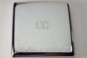 Cigarette Case Custom Engraved Personalized Double Sided King Size Scroll Design -Hand Engraved