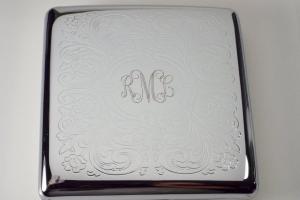 Cigarette Case Custom Engraved Personalized Double Sided King Size Scroll Design  -Hand Engraved