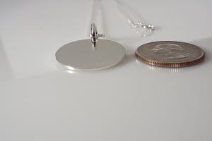 Monogram Necklace Custom Engraved Sterling Silver 1 Inch Round Personalized - Hand Engraved