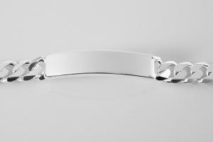 Custom Engraved ID Bracelet Sterling Silver 8 Inch Length Personalized Heavy Curb Link- Hand Engraved