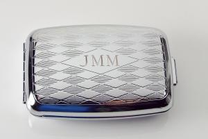 Pill Box Personalized Custom Engraved Diamond Pattern Silver Pill Box -Hand Engraved