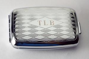 Pill Box Personalized Custom Engraved Diamond Pattern Silver Pill Box -Hand Engraved