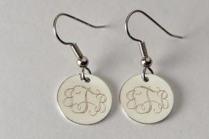 Custom Engraved Personalized Silver Plated Round Monogram Earrings - Hand Engraved