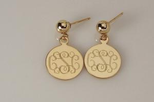 Monogram Earrings Engraved 14K Gold Filled Post Earrings Petite 1/2 Inch Discs - Hand Engraved