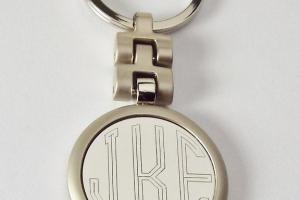 Personalized Custom Engraved Round Key Chain Silver Matte and High Polish - Hand Engraved