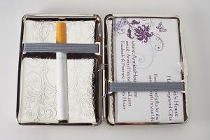 Custom Engraved Personalized Kings Cigarette Case or Business Card Case Double Sided Scroll Design  -Hand Engraved