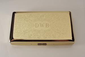 Personalized Golden 120s Cigarette Case Double Sided with Scroll Design Custom Engraved -Hand Engraved