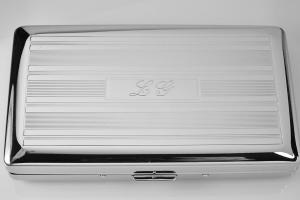 Custom Engraved Cigarette Case Personalized Double Sided Linear Design 120s Cigarette Holder -Hand Engraved