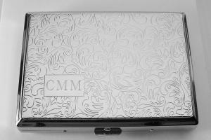 Custom Engraved Personalized Cigarette Case Double Sided 100s Case with Paisley Design -Hand Engraved