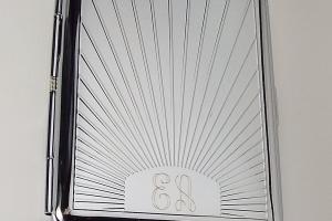 Engraved Personalized Business Card Case or Kings Cigarette Case Double Sided Sun Ray Design  -Hand Engraved