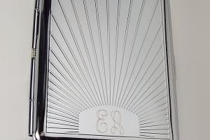 Engraved Personalized Business Card Case or Kings Cigarette Case Double Sided Sun Ray Design -Hand Engraved