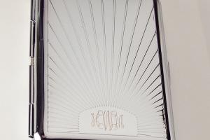 Engraved Personalized Business Card Case or Kings Cigarette Case Double Sided Sun Ray Design -Hand Engraved