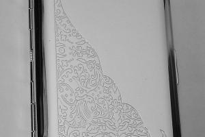 Custom Engraved Business Card Case Scroll Design Business Card or Single Sided Cigarette Case -Hand Engraved