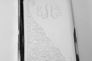 Custom Engraved Kings Cigarette Case with Scroll Design or Business Card Case Single Sided -Hand Engraved