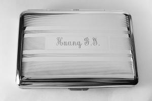 Custom Engraved Cigarette or Business Card Case Personalized Double Sided Linear Design Kings Cigarette Holder -Hand Engraved