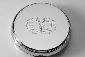 Custom Engraved Compact Mirror Personalized Non Tarnish Nickel Plated Flat Purse Mirror - Hand Engraved