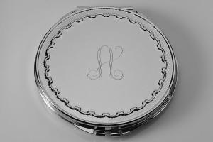 Engraved Flat Compact Mirror With Decorative Frame Personalized Non Tarnish Nickel Plated Purse Mirror - Hand Engraved