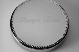 Custom Engraved Personalized Silver Round Jewelry Box with Beaded Trim - Hand Engraved