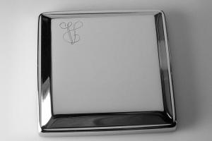 Custom Engraved Jewelry Box High Polish Square Silver Trinket Box - Hand Engraved