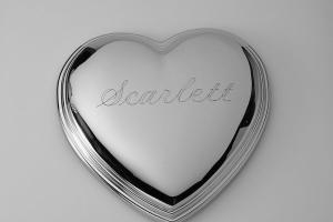 Jewelry Box Custom Engraved Personalized Silver Heart Shape Jewelry Box - Hand Engraved