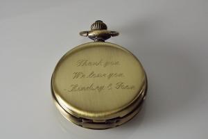 Pocket Watch Custom Engraved Bronze Finish Fancy Cutout Cover Personalized Mechanical Double Dust Cover Wind Up - Hand Engraved