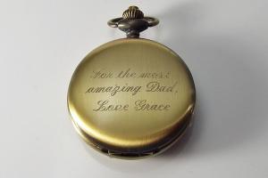 Pocket Watch Custom Engraved Bronze Finish Fancy Cutout Cover Personalized Mechanical Double Dust Cover Wind Up - Hand Engraved