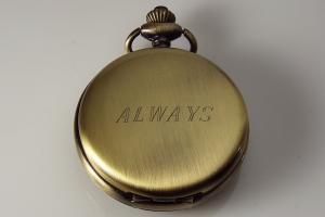 Pocket Watch Custom Engraved Bronze Finish Roman Numeral Cover Personalized Mechanical Double Dust Cover Wind Up - Hand Engraved