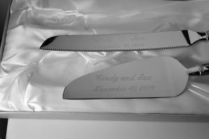 Wedding Cake Server Set Custom Engraved Personalized Serving Set in Westwood Design - Hand Engraved