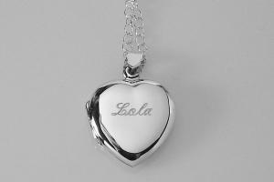 Custom Engraved Locket Personalized Sterling Silver Heart Locket 3/4 Inch - Hand Engraved